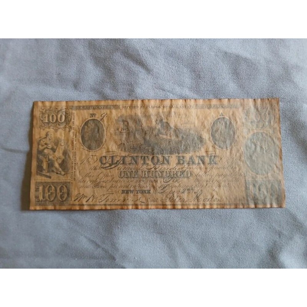 1839 Clinton Bank $100 Replica / Reproduction Obsolete Currency – Vintage Style